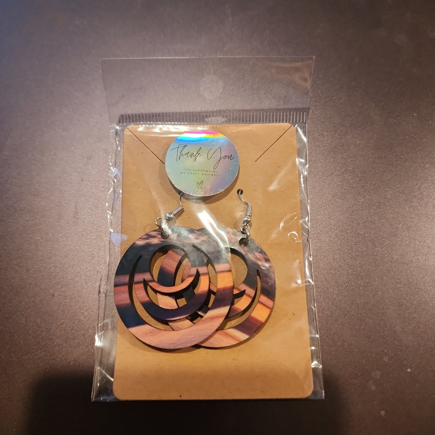 Purple sunrise Circle earrings