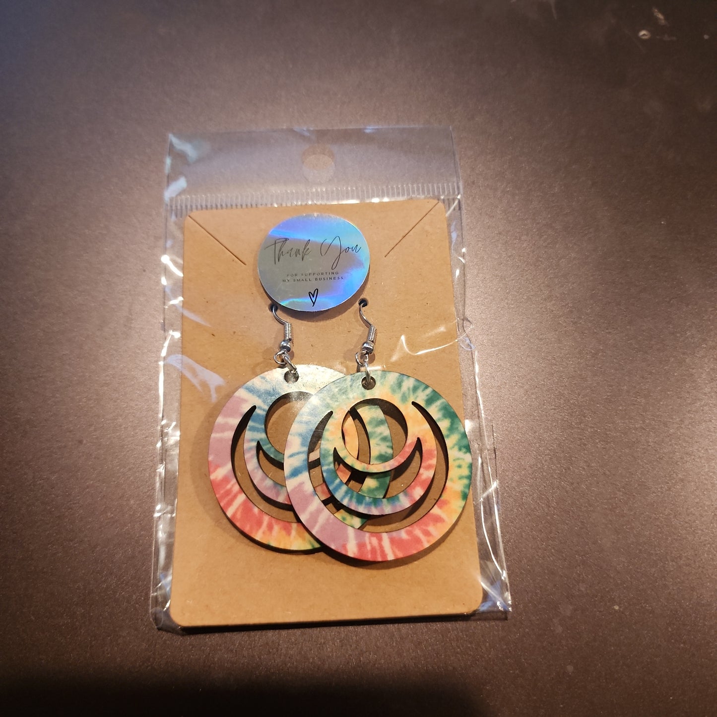 Tie dye circle earrings