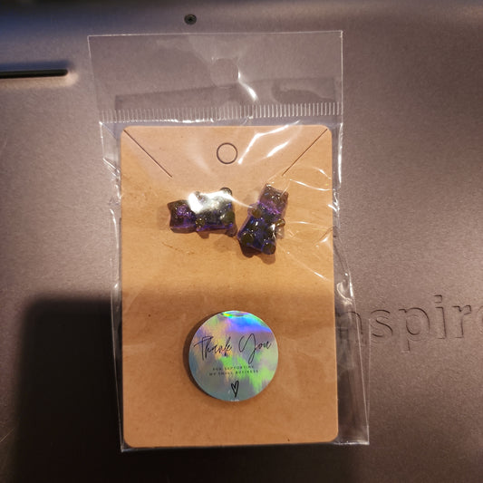 Purple gummy bear stud earrings