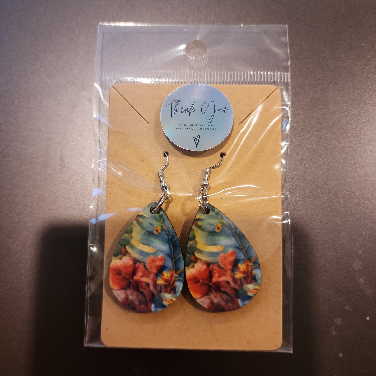 Tropical Flowers Teardrop Earrings