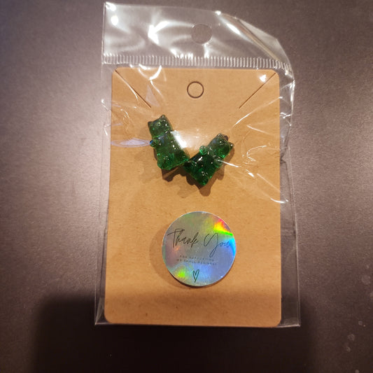 Green gummy bear studs