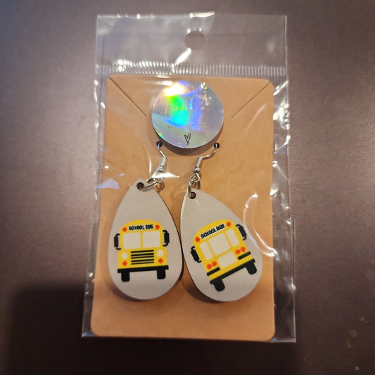 School bus teardrop earrings