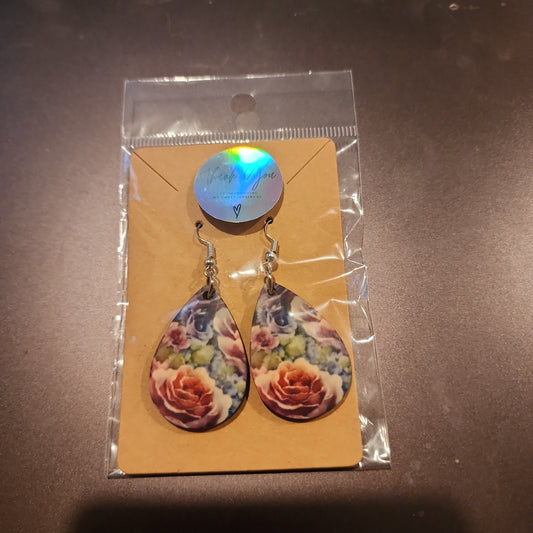 Rose garden teardrop earrings