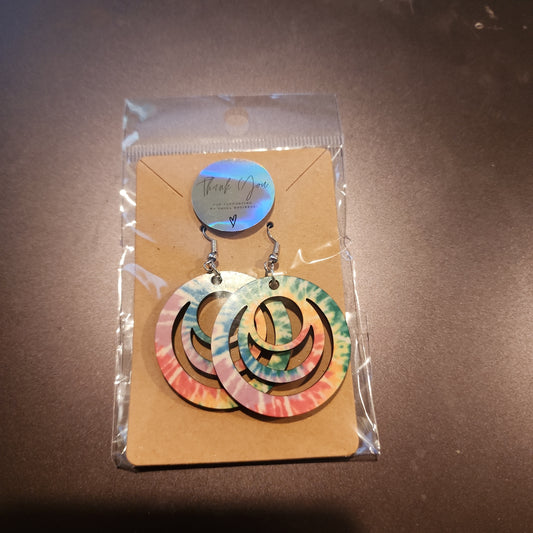 Tie dye circle earrings