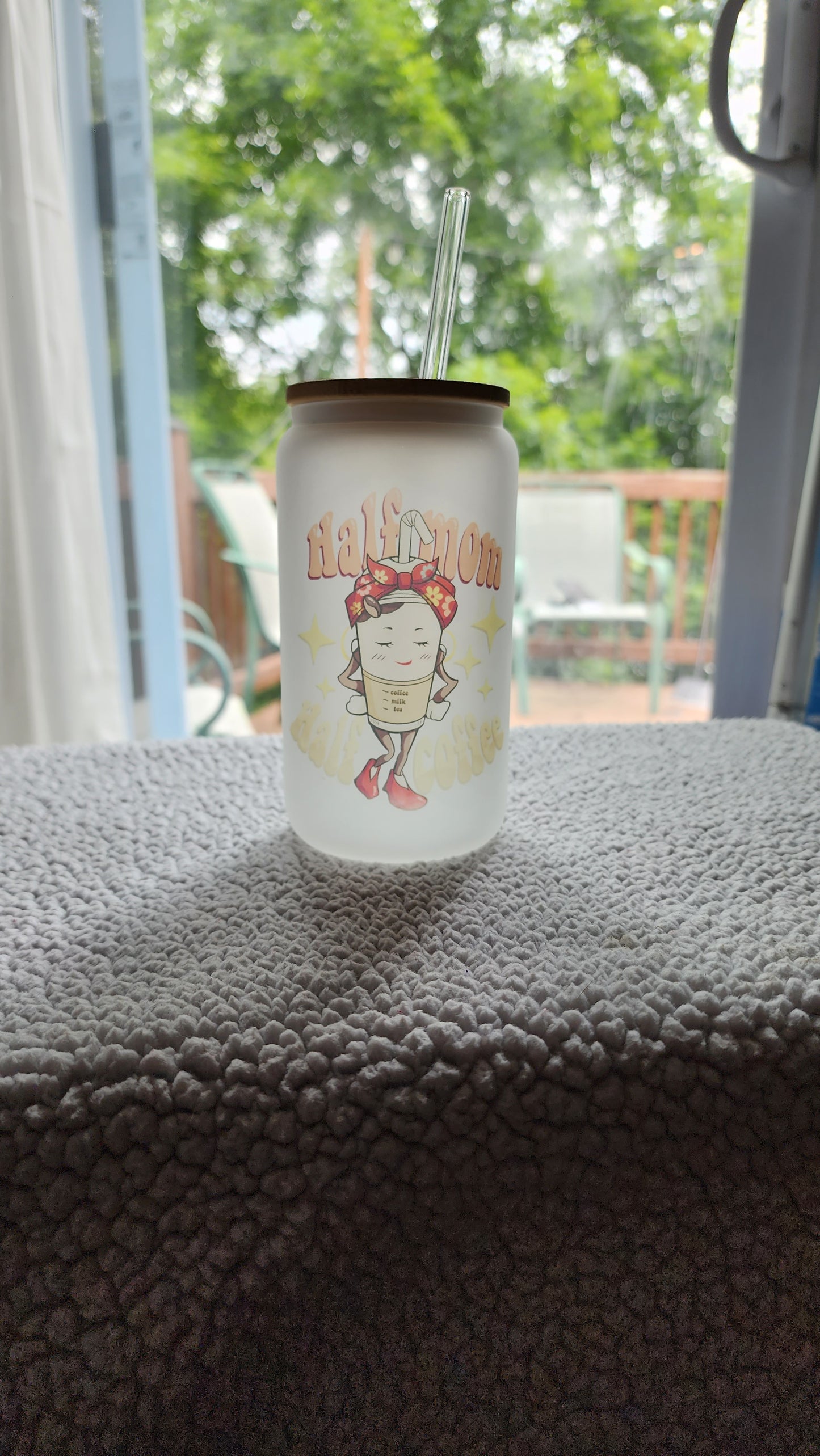 Half mom, half coffee Libby glass 16oz