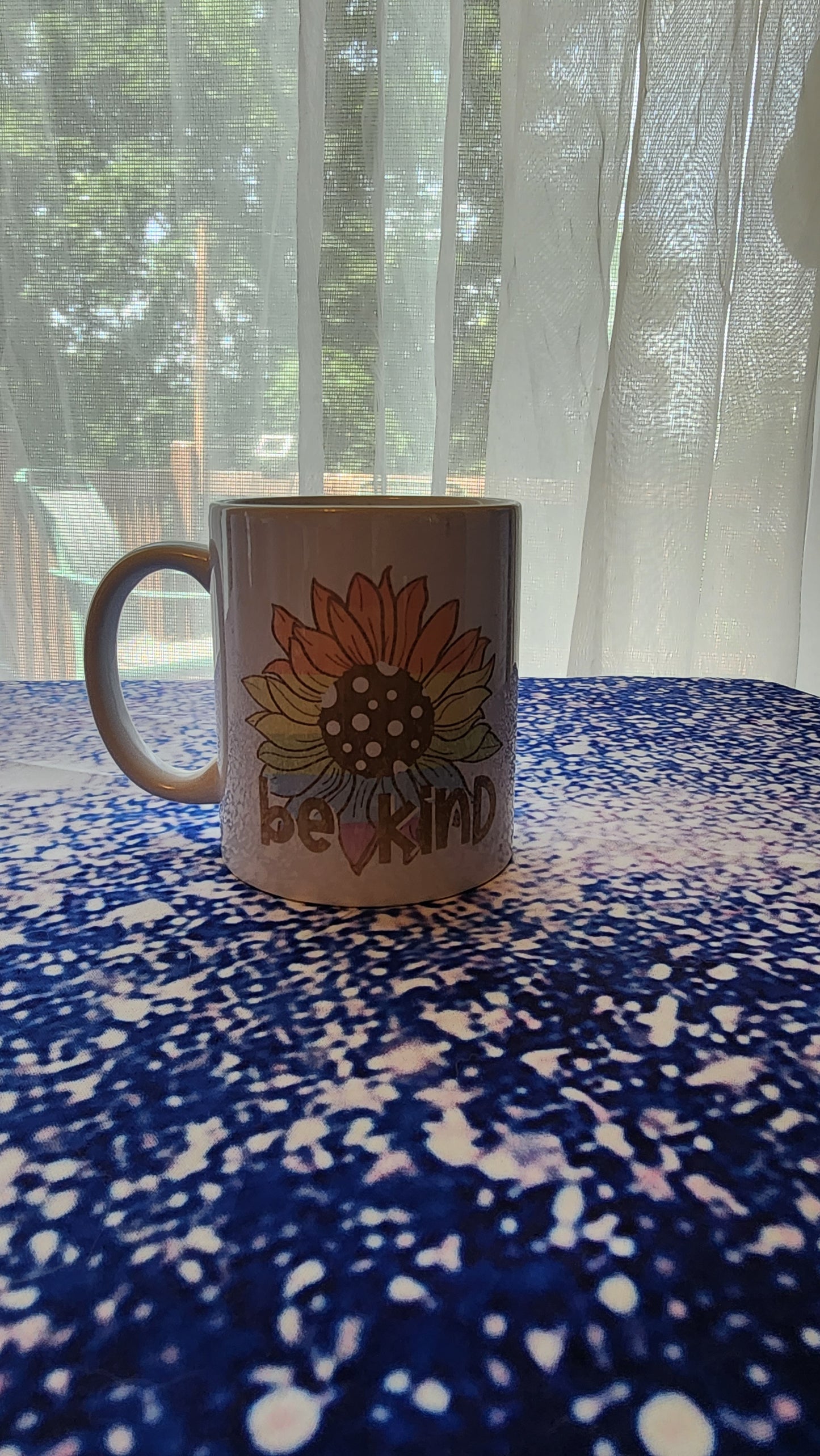 Be kind rainbow sunflower mug