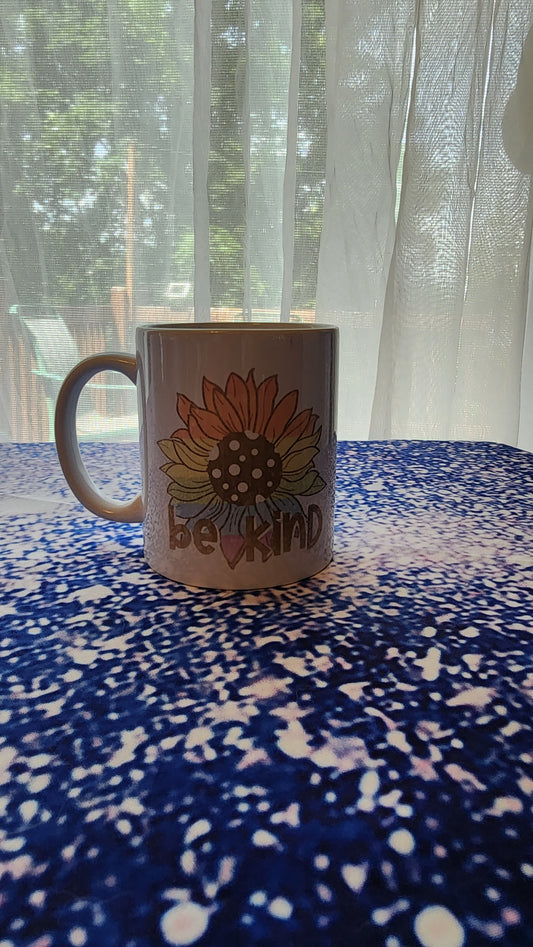 Be kind rainbow sunflower mug